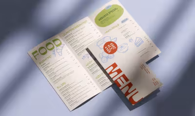 Menu van SABBAR op lichtblauwe achtergrond